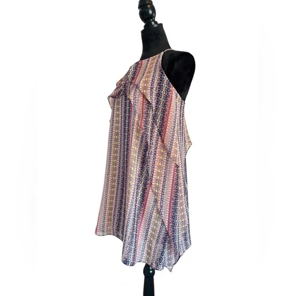 BCBGMAXAZRIA Boho Striped Criss Cross Maxi Dress Flowy Summer Festival Size S - Picture 3 of 10